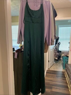 Hello Molly Dark Green Satin Maxi Slip Dress